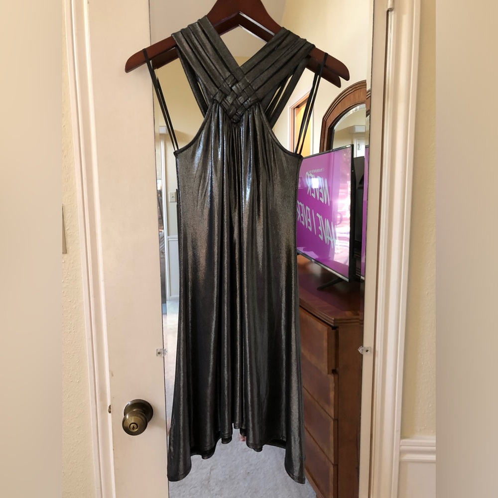 Bcbgeneration Metallic Silver Halter Cocktail Dre… - image 1